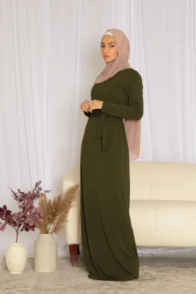 Sheath Spandex Maxi Dress - Deep Olive