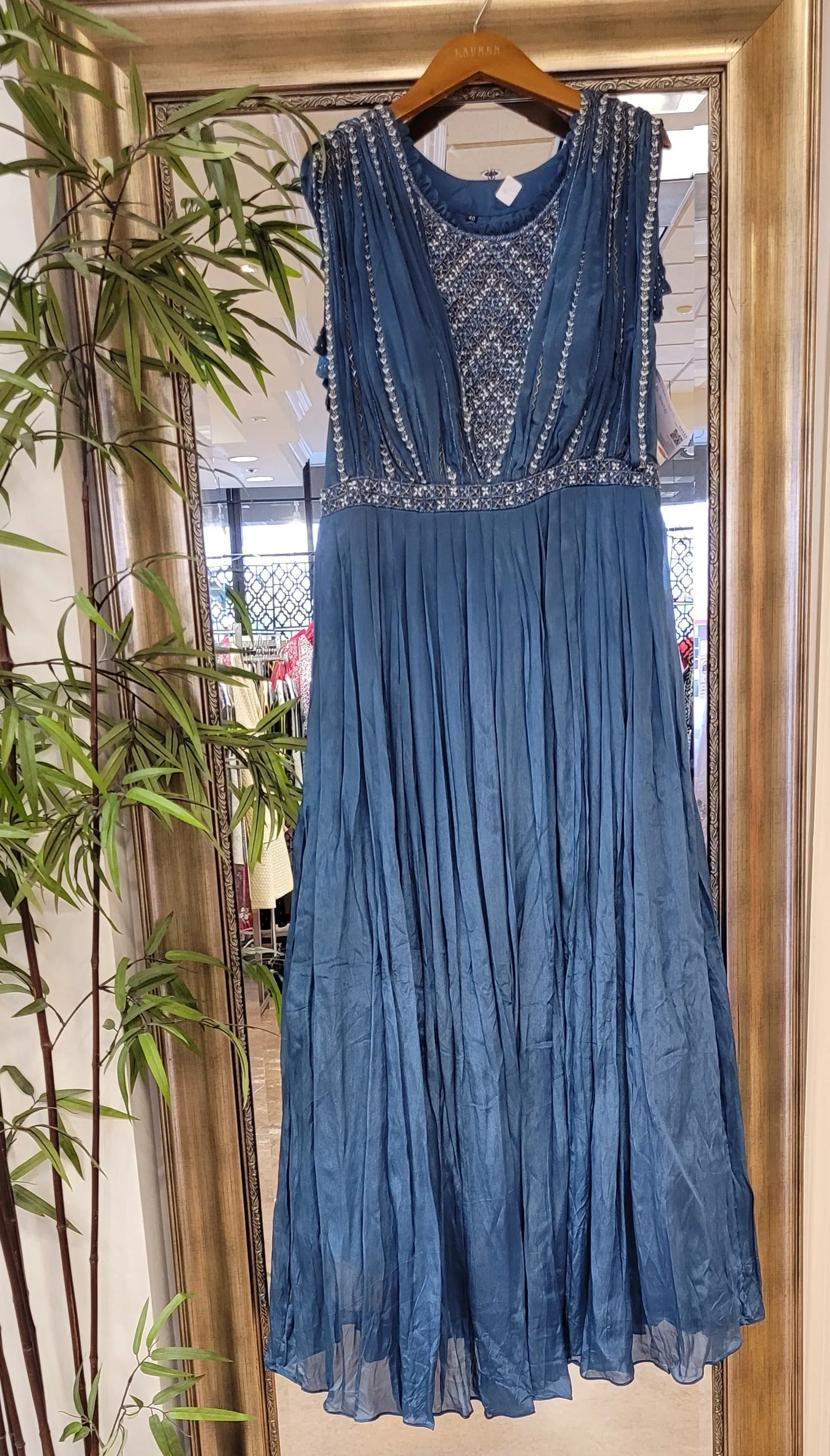 Sky Blue sequined Georgette Long Gown