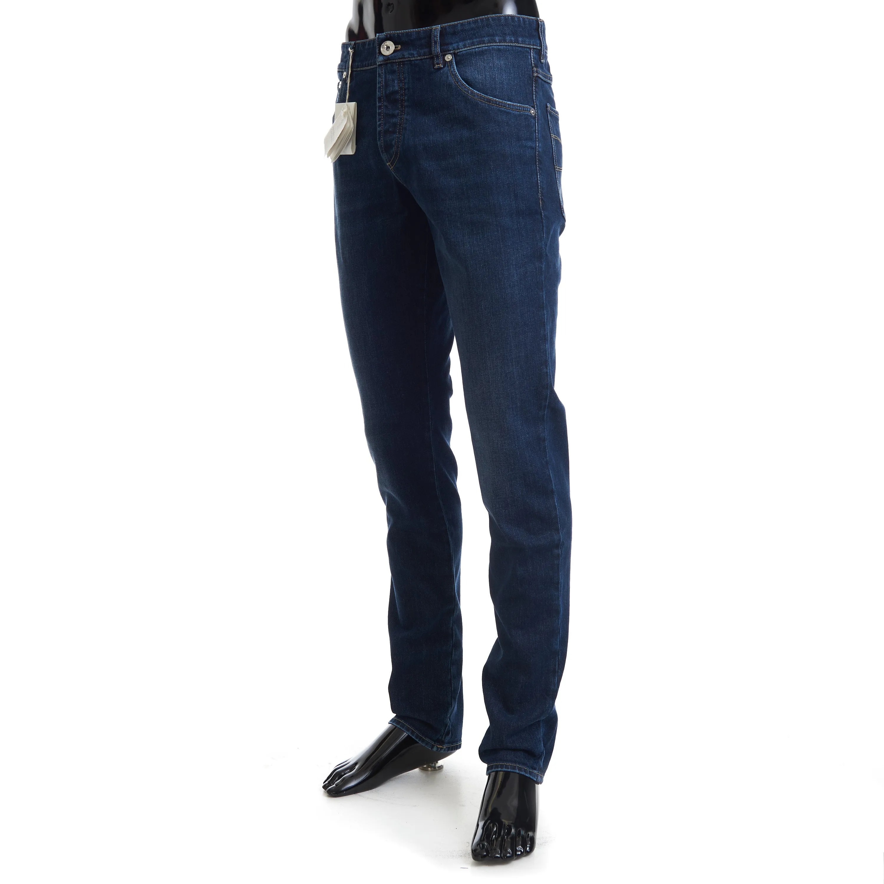 Slim Fit Five Pocket Jeans Trousers In Dark Blue Denim