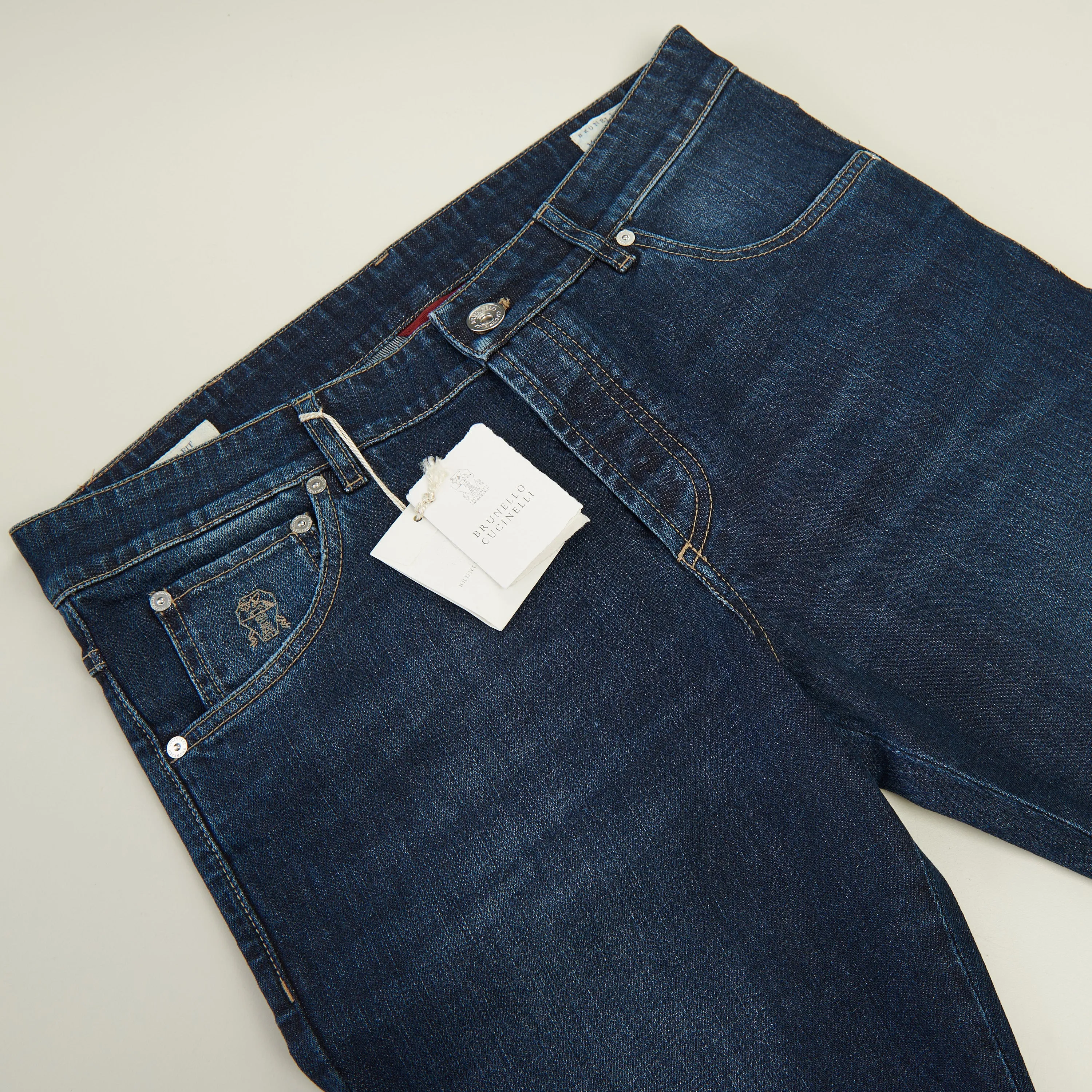 Slim Fit Five Pocket Jeans Trousers In Dark Blue Denim