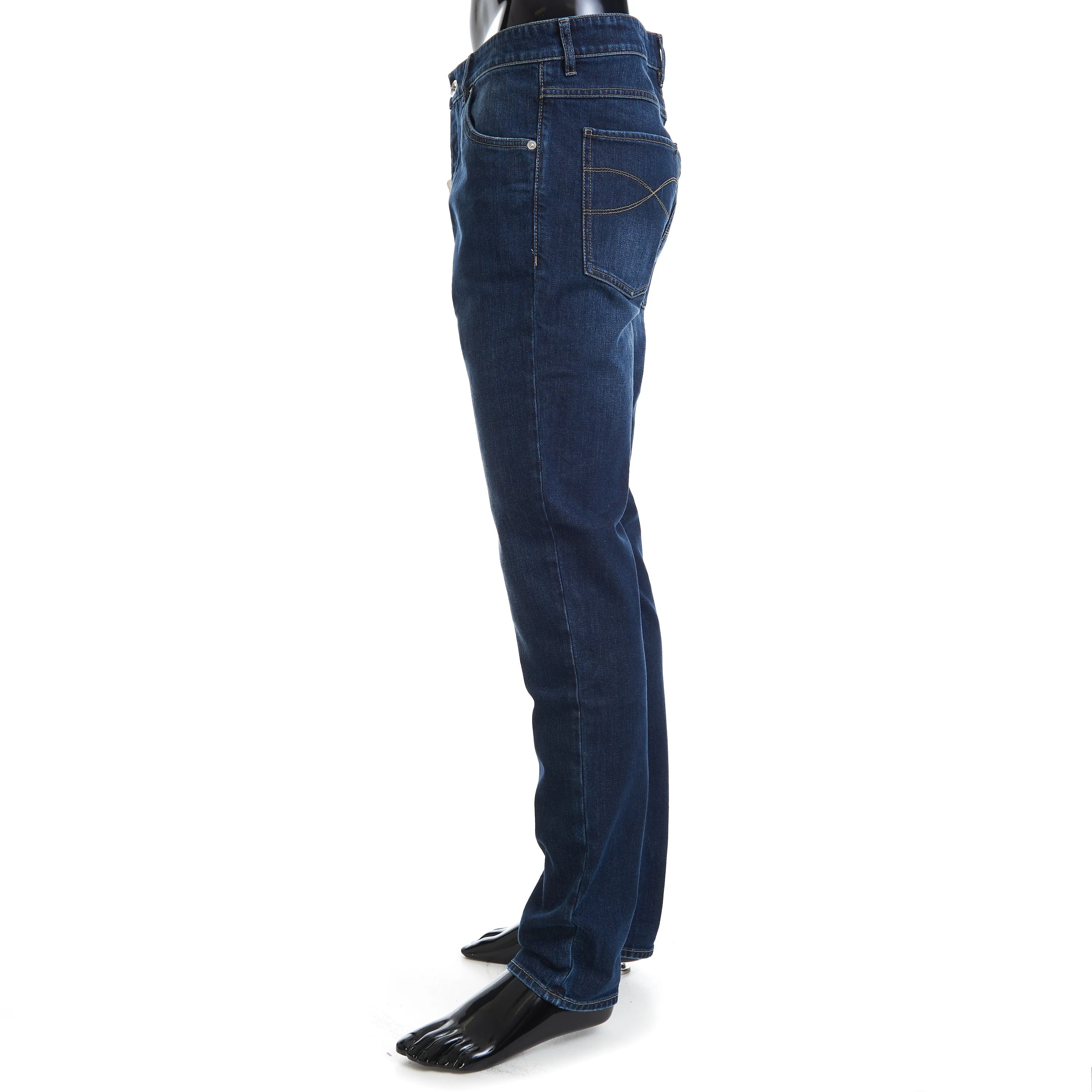 Slim Fit Five Pocket Jeans Trousers In Dark Blue Denim