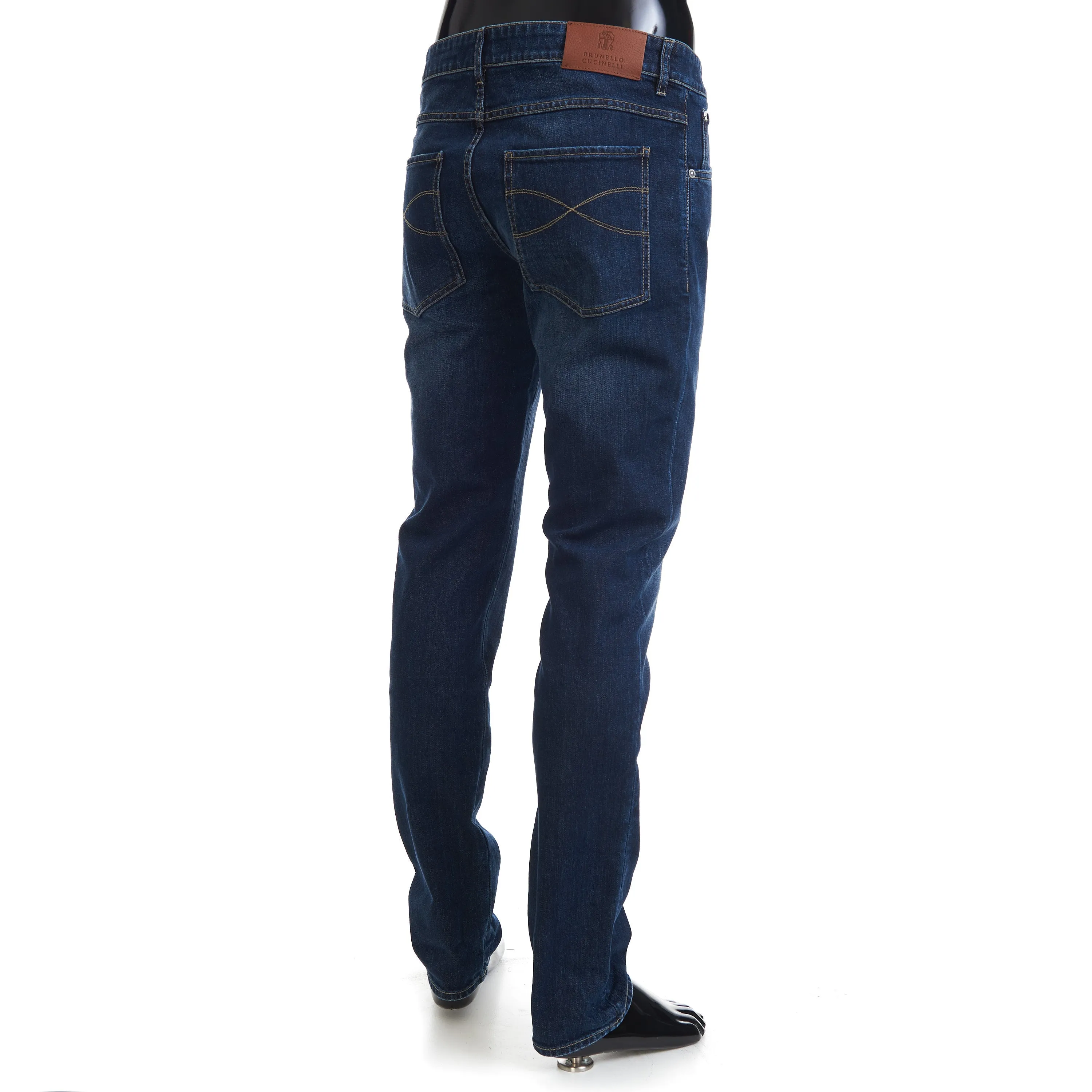 Slim Fit Five Pocket Jeans Trousers In Dark Blue Denim