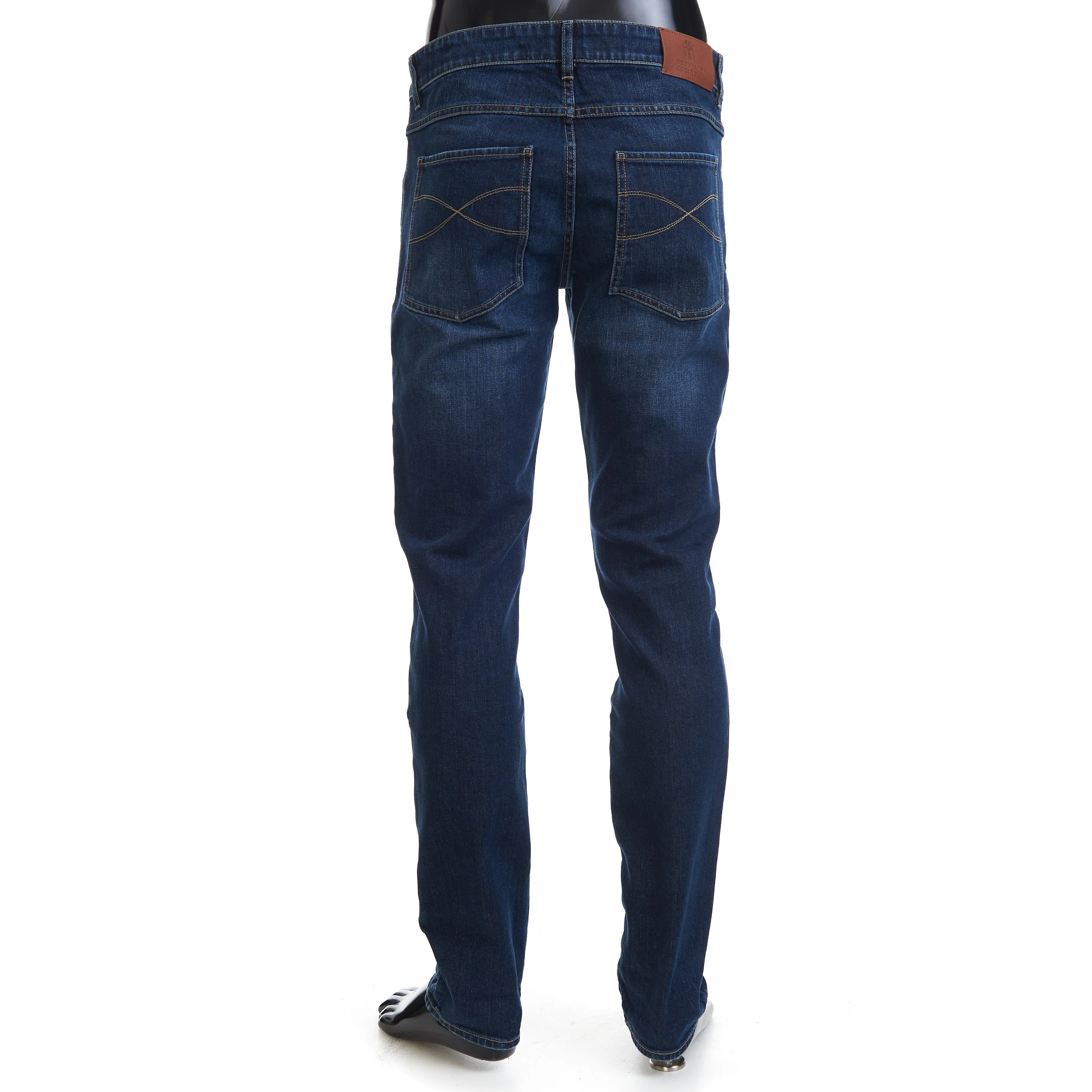 Slim Fit Five Pocket Jeans Trousers In Dark Blue Denim