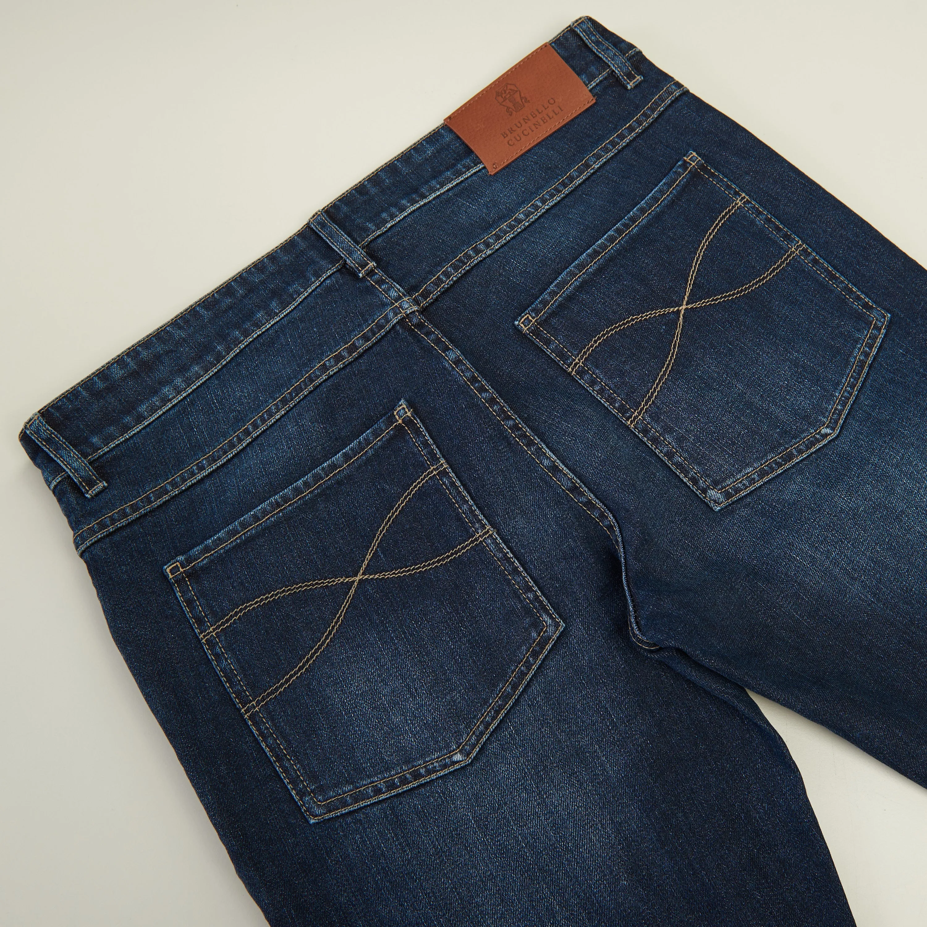 Slim Fit Five Pocket Jeans Trousers In Dark Blue Denim