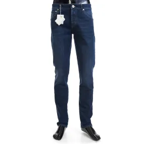 Slim Fit Five Pocket Jeans Trousers In Dark Blue Denim