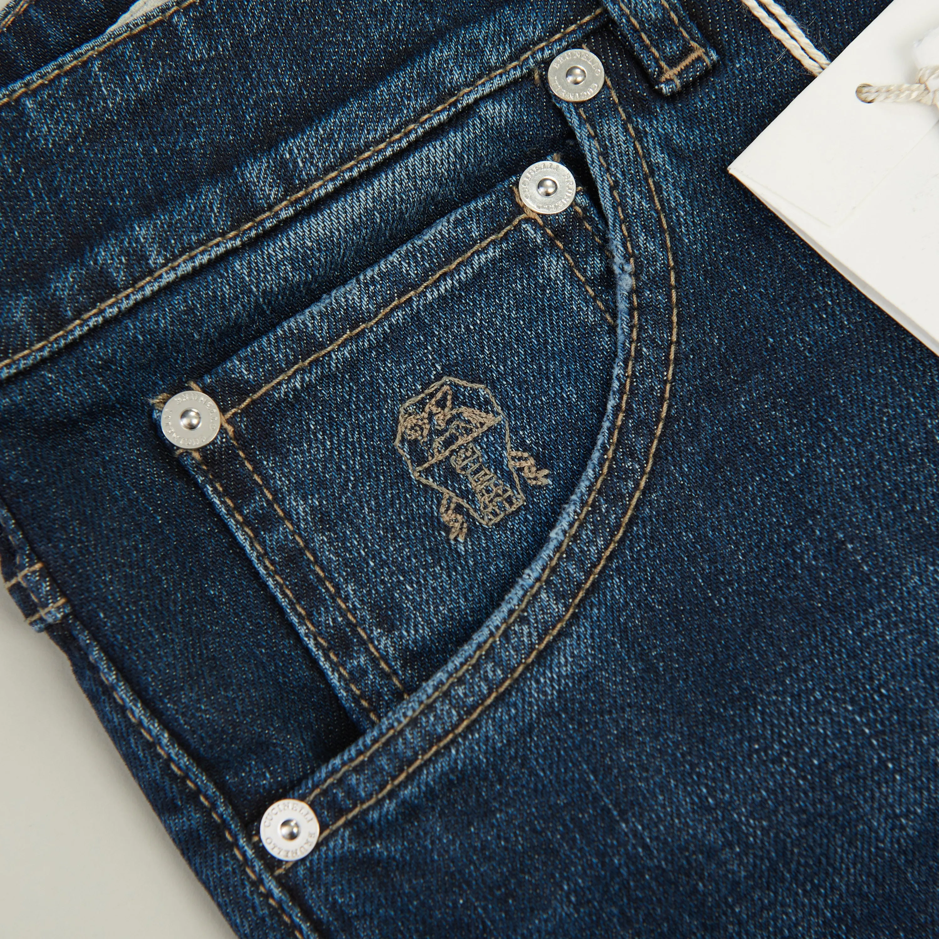 Slim Fit Five Pocket Jeans Trousers In Dark Blue Denim