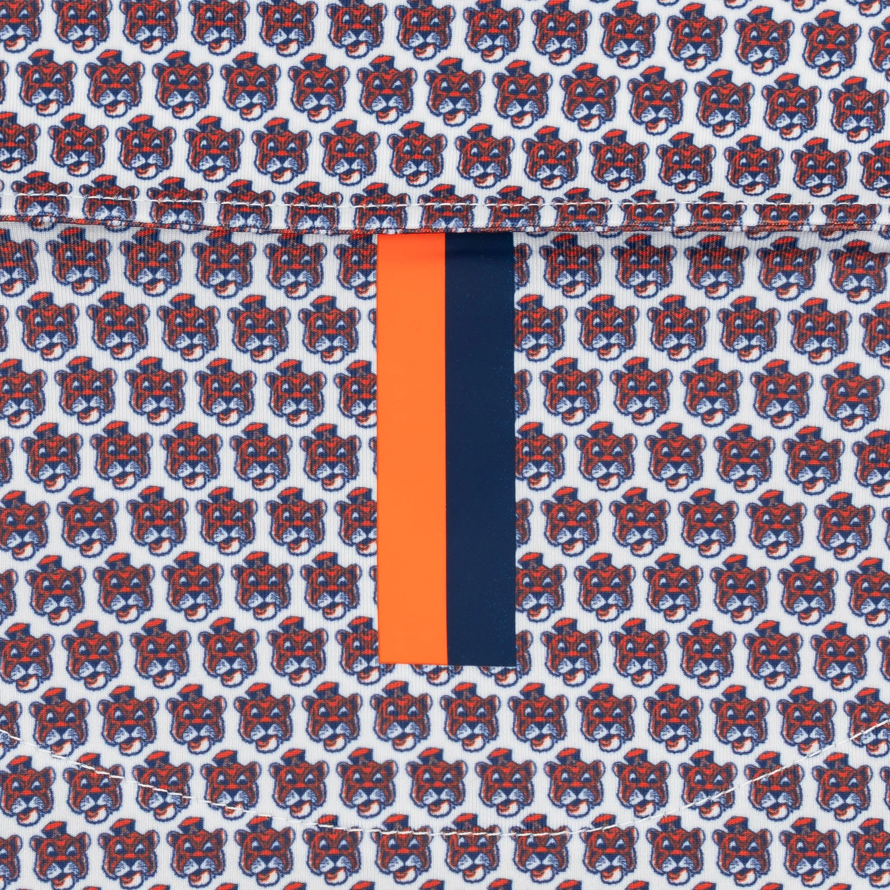 Collegiate Polo Shirt - The Beanie Tiger in White and Blaze Orange