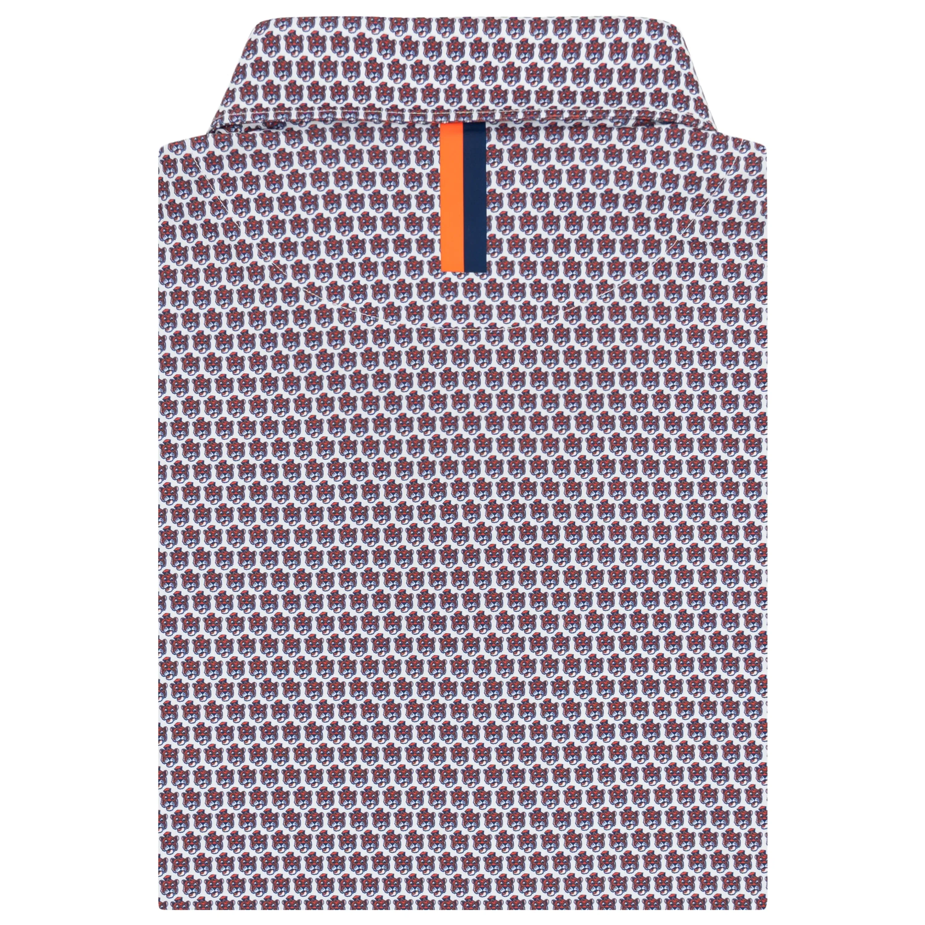 Collegiate Polo Shirt - The Beanie Tiger in White and Blaze Orange
