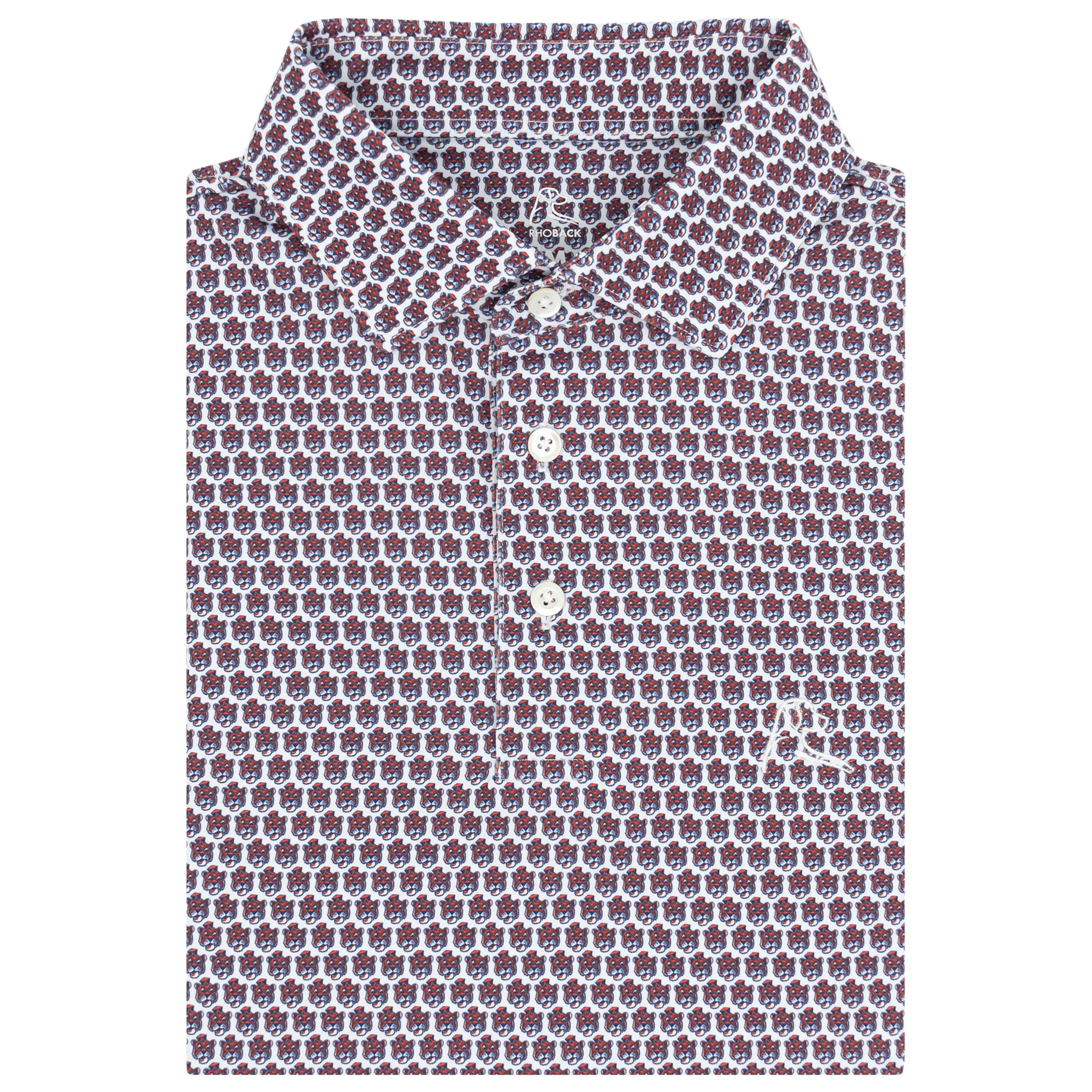 Collegiate Polo Shirt - The Beanie Tiger in White and Blaze Orange