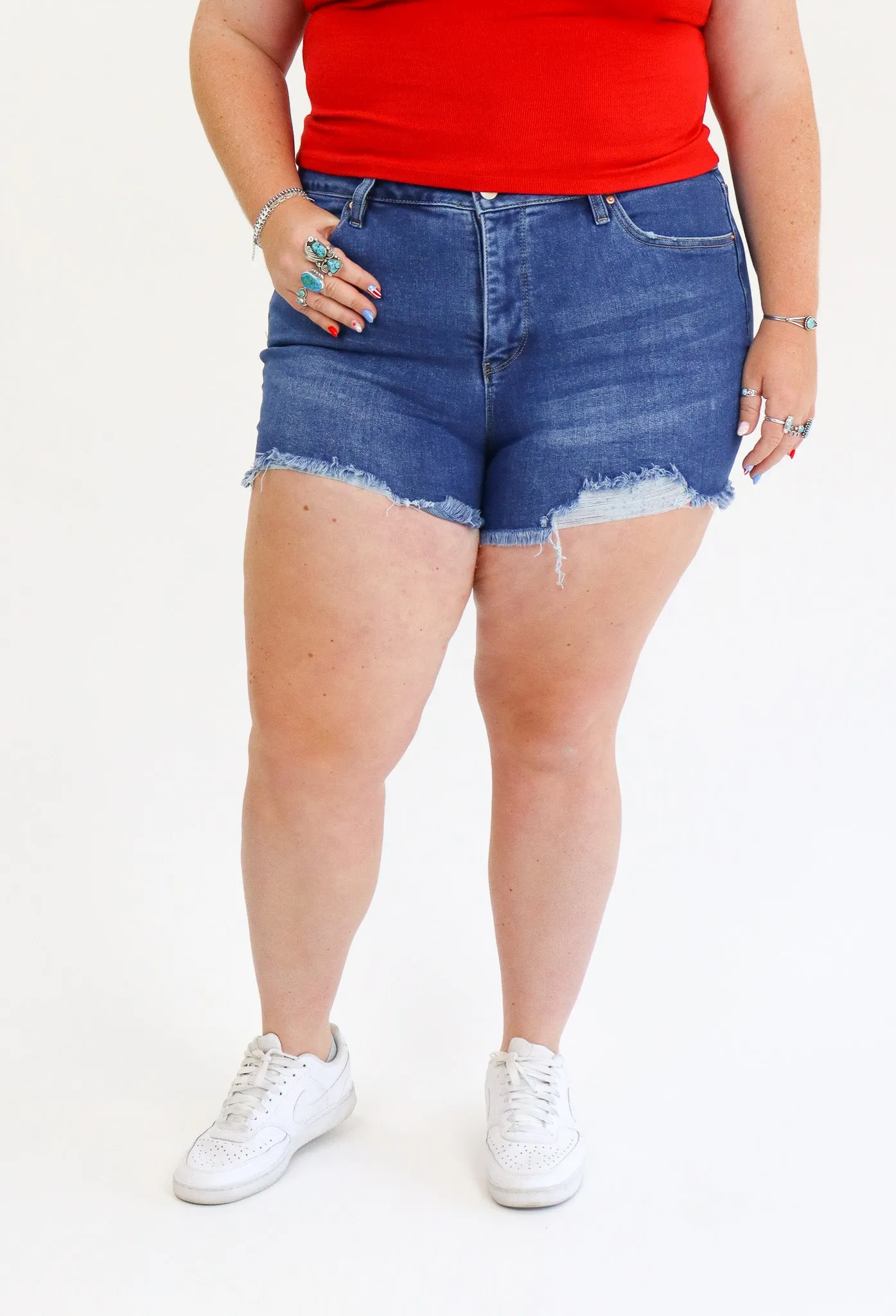 Tummy Control Denim Shorties by AJ