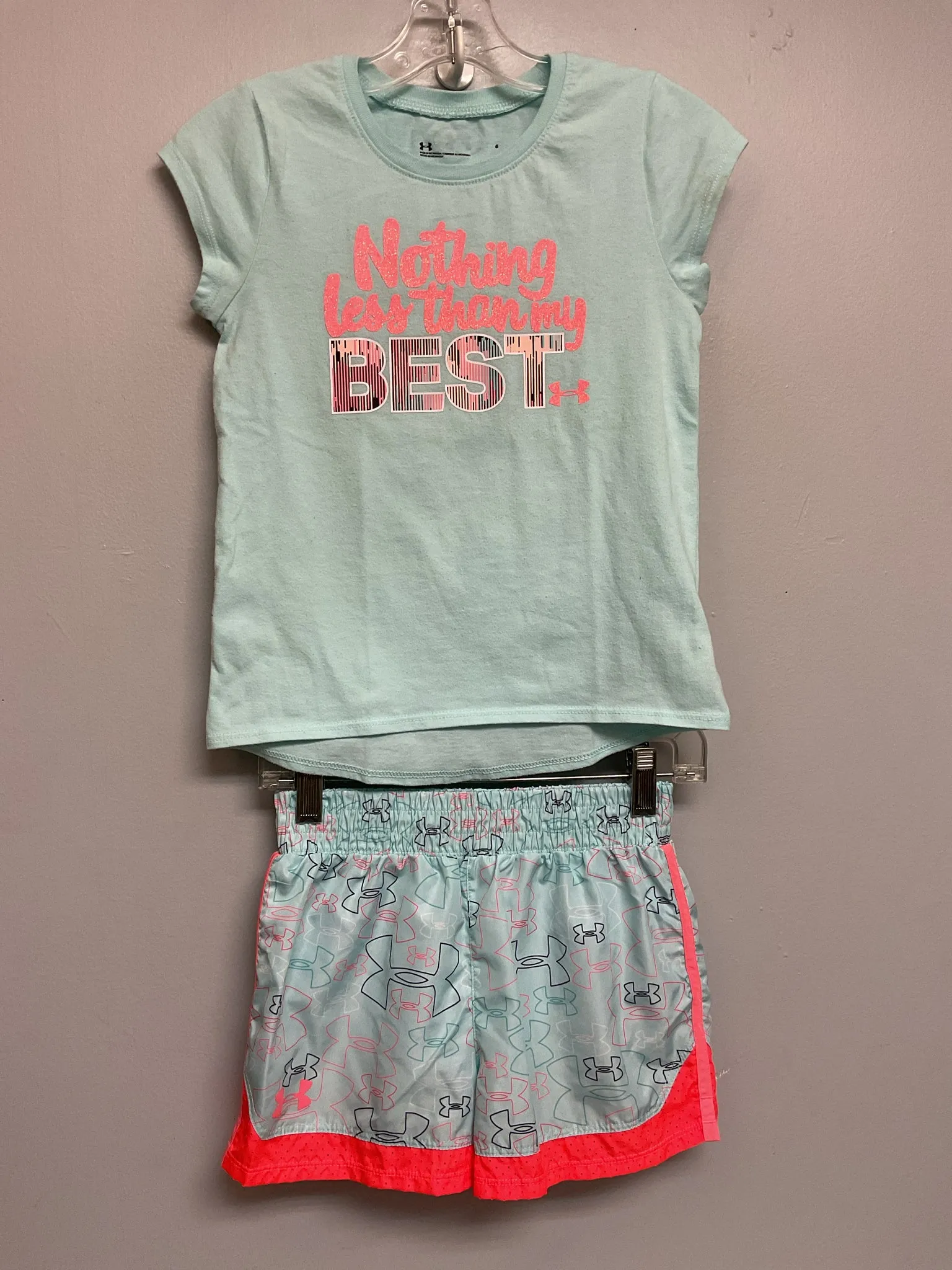 Under Armour Size 6 Turquoise Cotton Girls 2 Piece Set