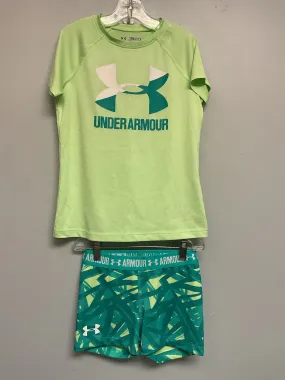 Under Armour Size 8 Green Polyester Big Girls Work-Out Sets