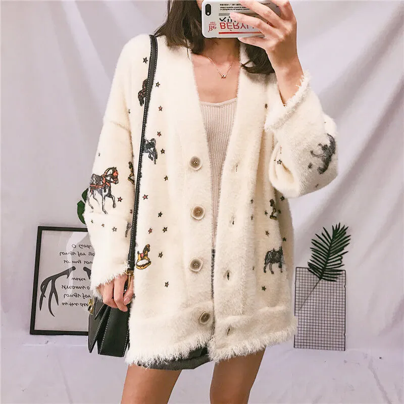 Unicorns Aesthetic Cardigan Milky White