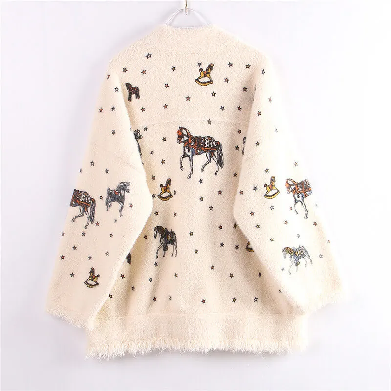 Unicorns Aesthetic Cardigan Milky White