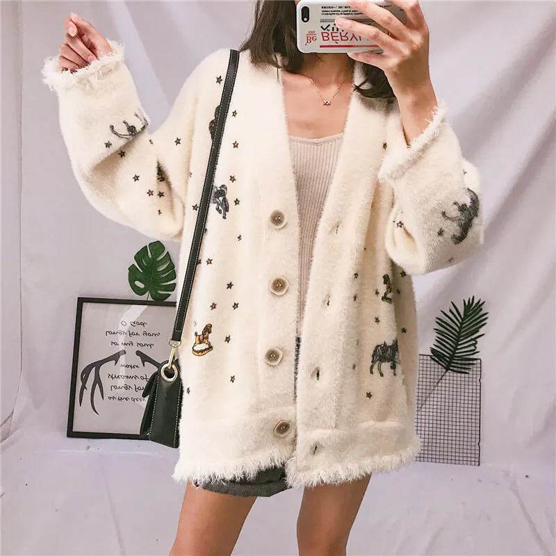Unicorns Aesthetic Cardigan Milky White