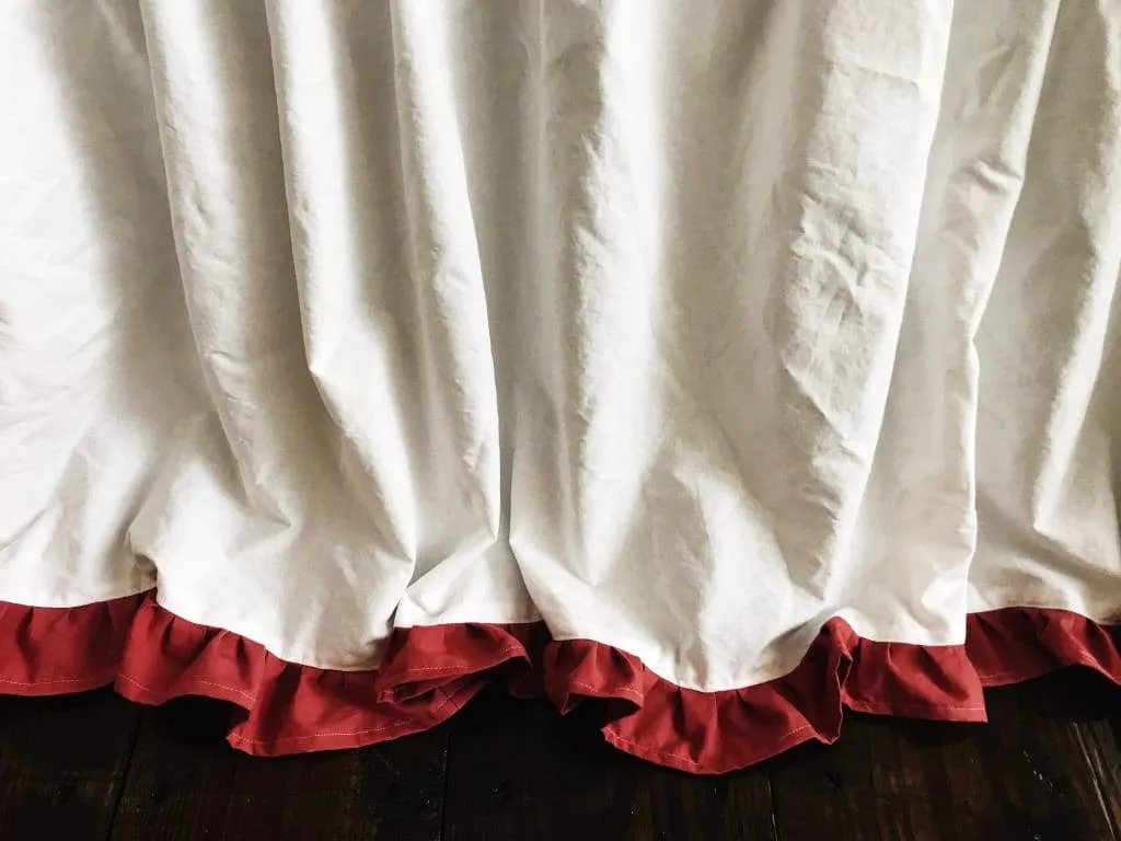 White and Blush Ruffled Crib Skirt