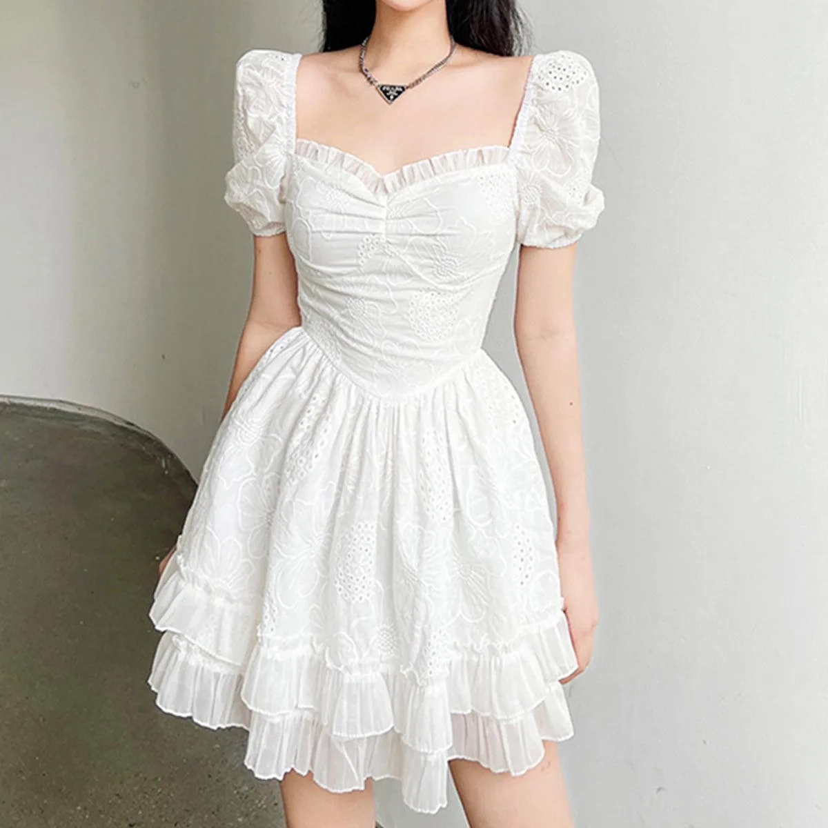 White Fairycore Aesthetic Dress