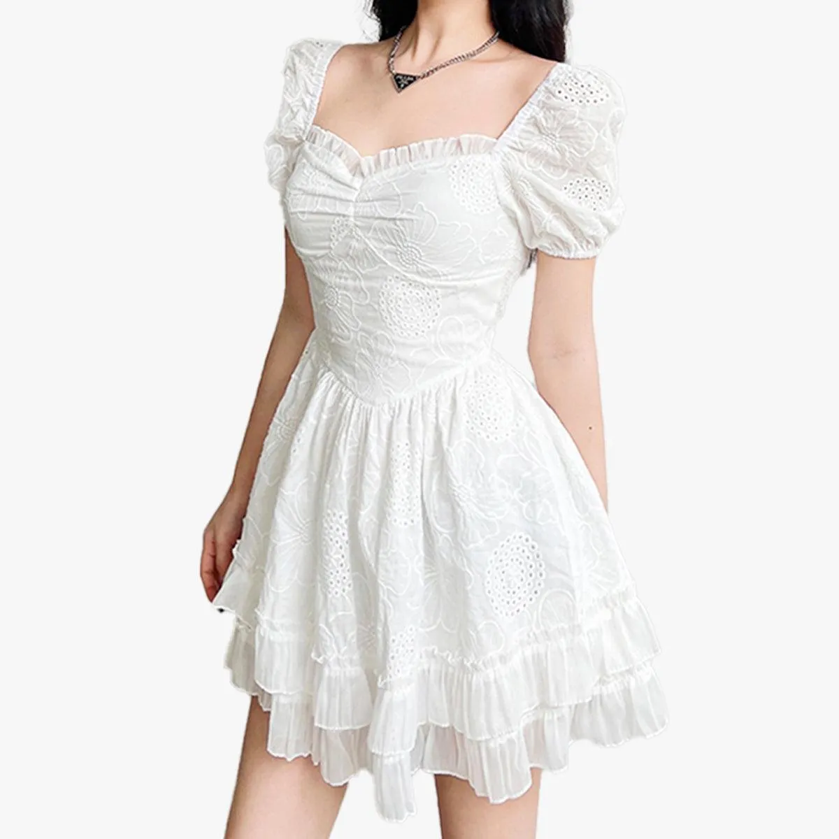 White Fairycore Aesthetic Dress