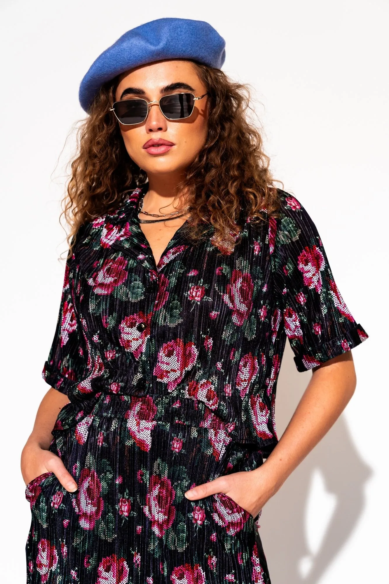 Ćest la Vie Plissé Skirt Set in Cross Stitch Floral